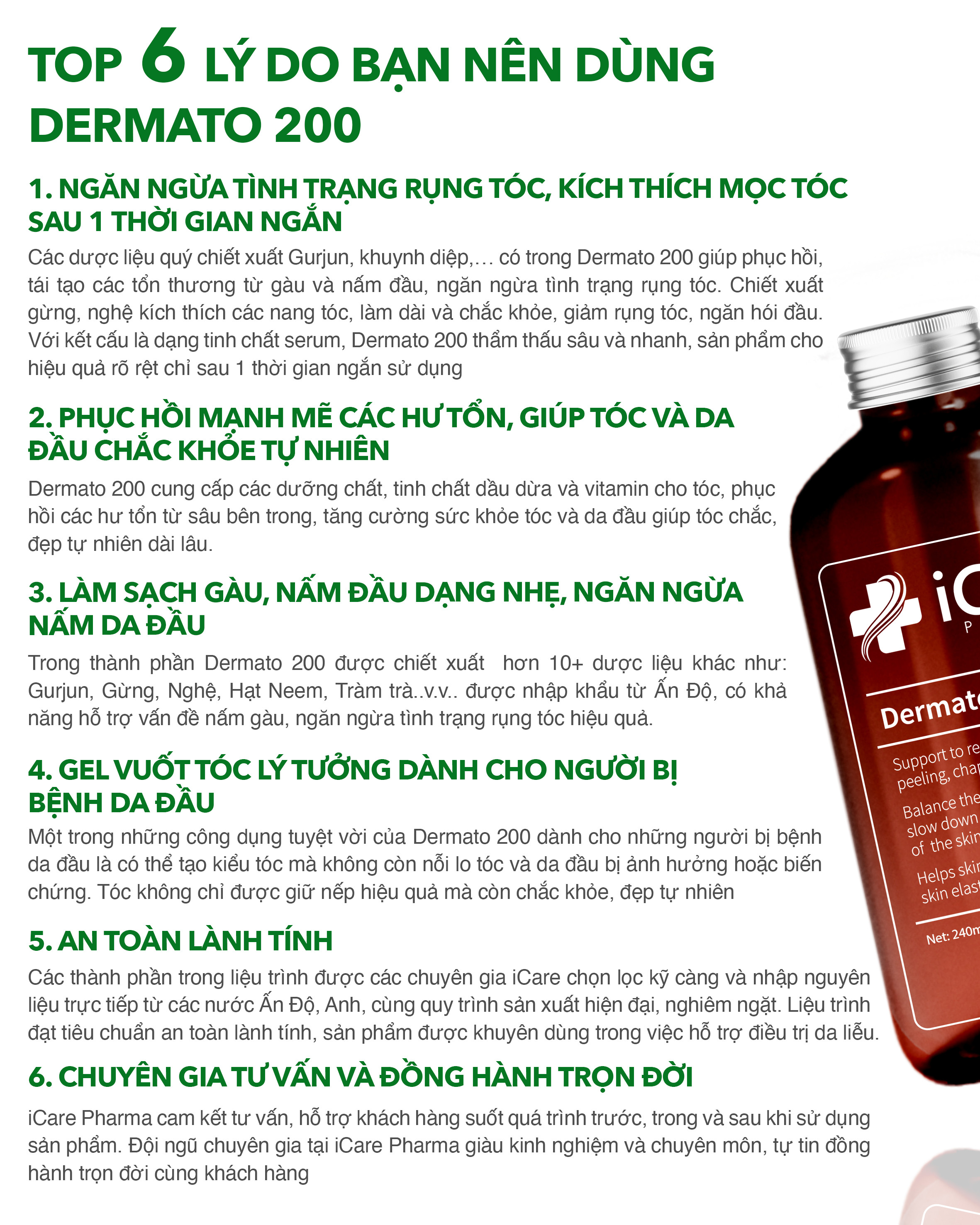 Dermato 200 - Giải Pháp Ngăn Ngừa Rụng Tóc - Nấm Da Đầu - Tóc Hư Tổn