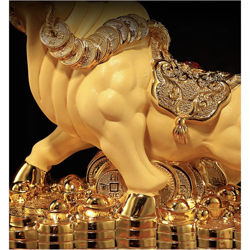 Tượng Trâu Vàng Mang Tài Lộc May Mắn Cho Gia Chủ Trong Năm Tân Sửu 2021 size 24.5x14.5x25.5cm