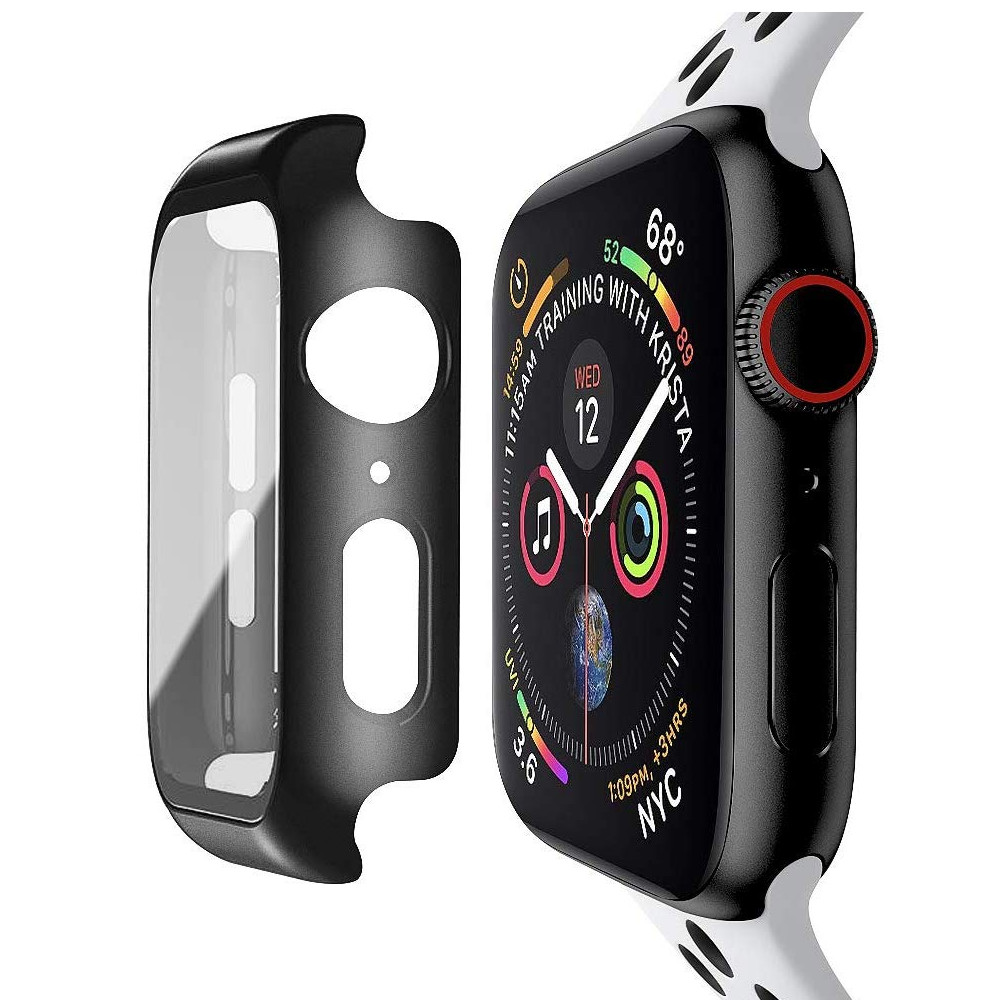 Ốp case silicon siêu mỏng bề mặt kính cường lực bảo vệ 360 độ cho Apple Watch 40mm hiệu HOTCASE che phủ toàn bộ bề mặt (bảo vệ 2 chiều, chống vân tay, chống bám bẩn, cường lực 9H) - Hàng nhập khẩu