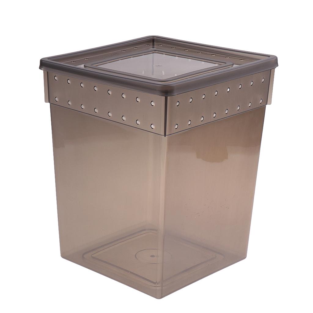 Reptile Feeding Box Transparent Cage Hatching Container for Lizard Frog Black