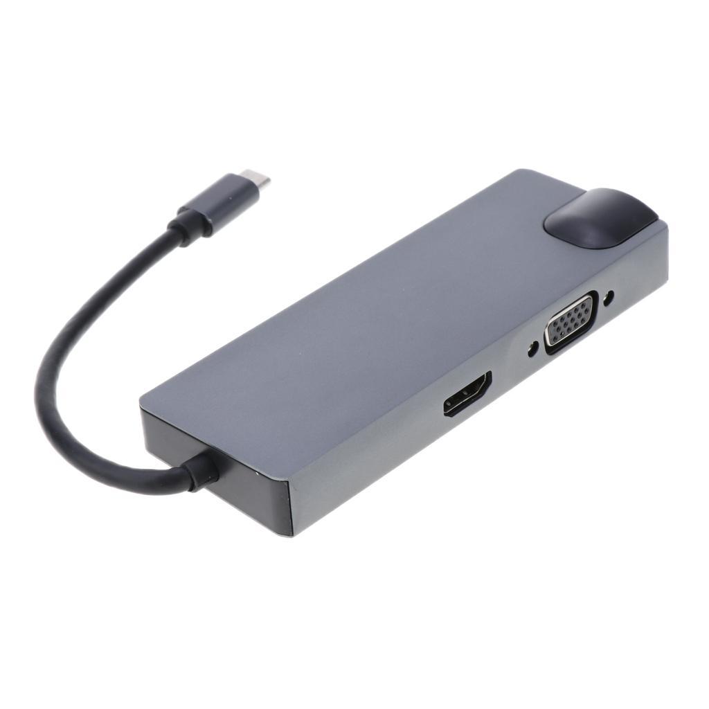 USB C Hub 8-in-1 Type C Card Reader 4K HDMI&VGA for Macbook/Type C Laptops