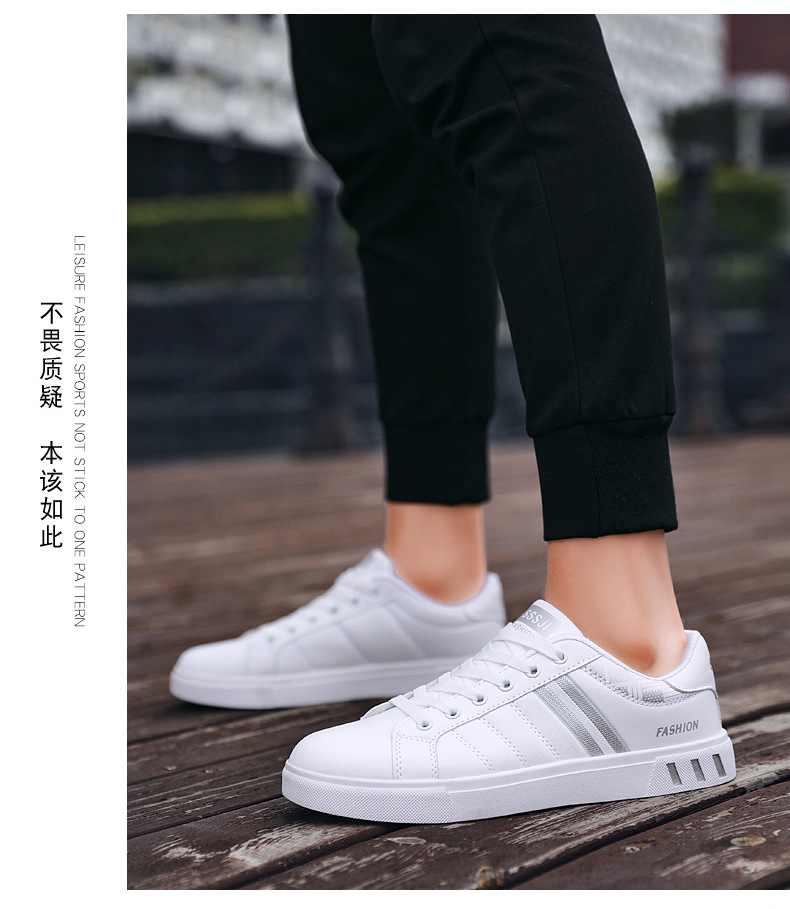 Giày thể thao sneaker nam Sans202 trắng sọc bạc