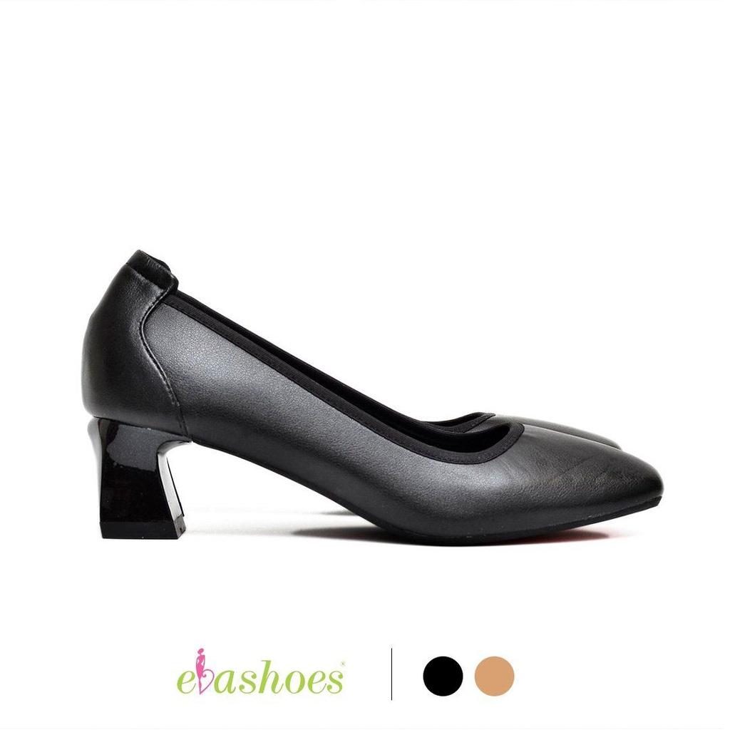 Giày cao gót nữ đế vuông mũi vuông da cao cấp 5cm Evashoes