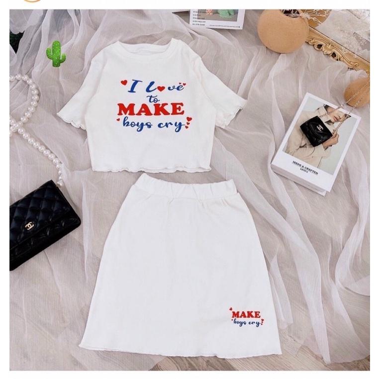 Set áo croptop kèm chân váy chất thun borip siêu đẹp-P