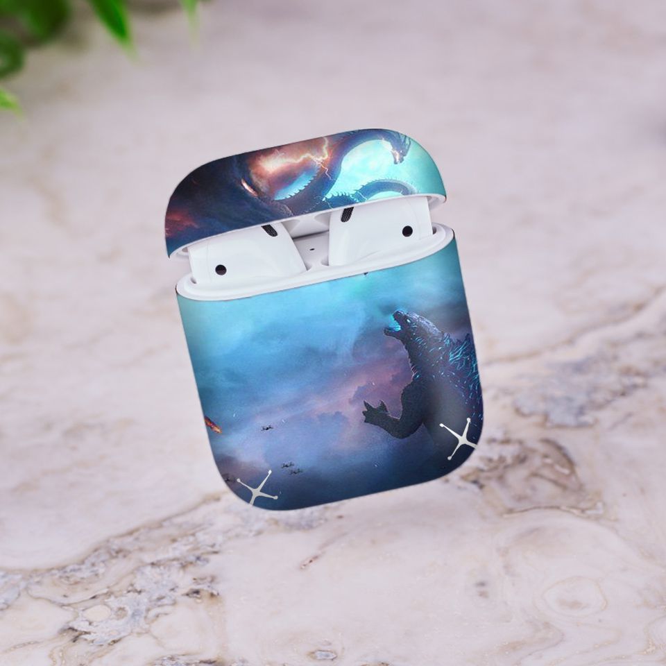 Miếng dán skin chống bẩn cho tai nghe AirPods in hình Godzilla - Godz004 (bản không dây 1 và 2)