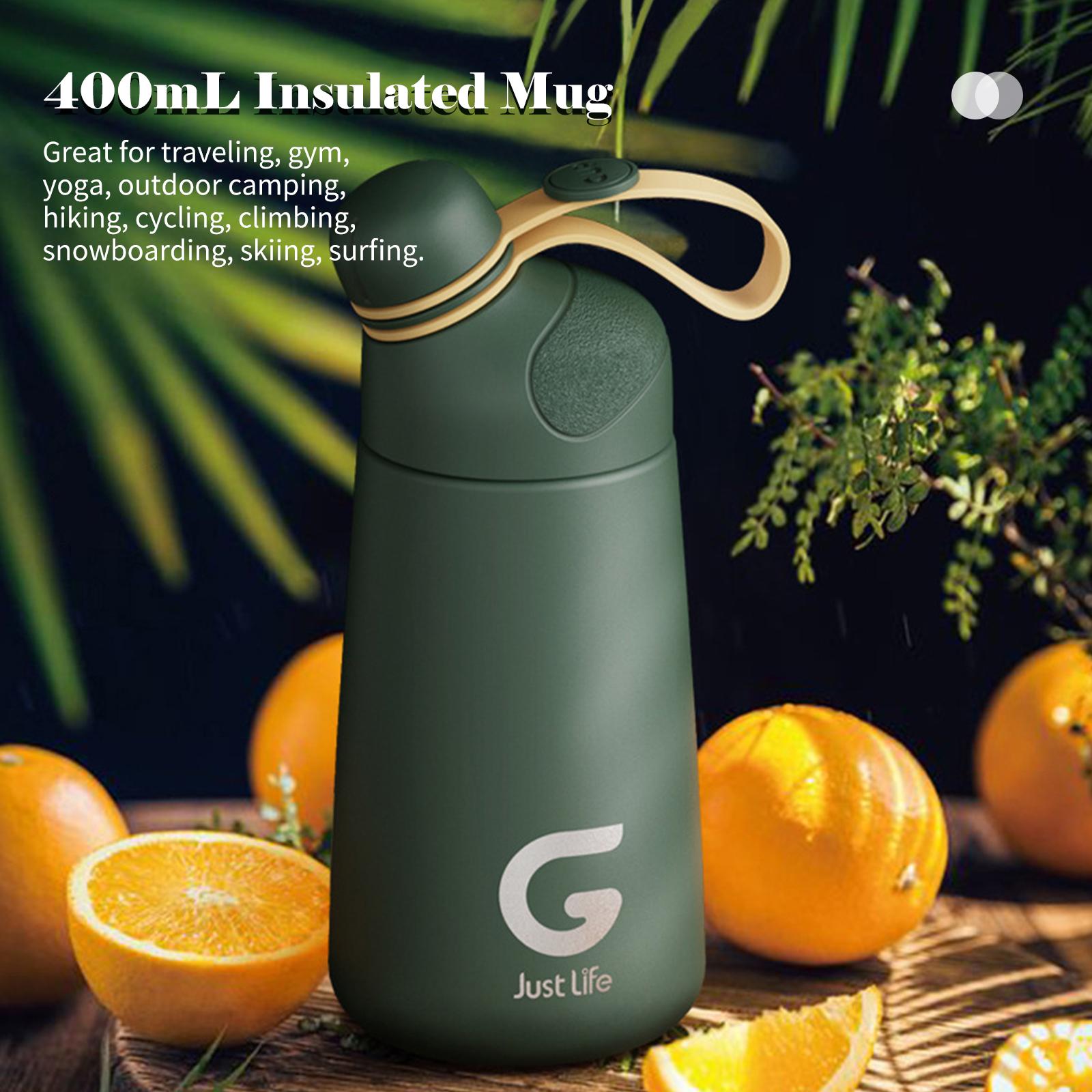 Bình Giữ Nhiệt 400Ml Kiểu Dáng Thể Thao Có Dây Đeo Chất Liệu Bằng Thép Không Gỉ Chống Rò Rỉ Insulated Water Bottle