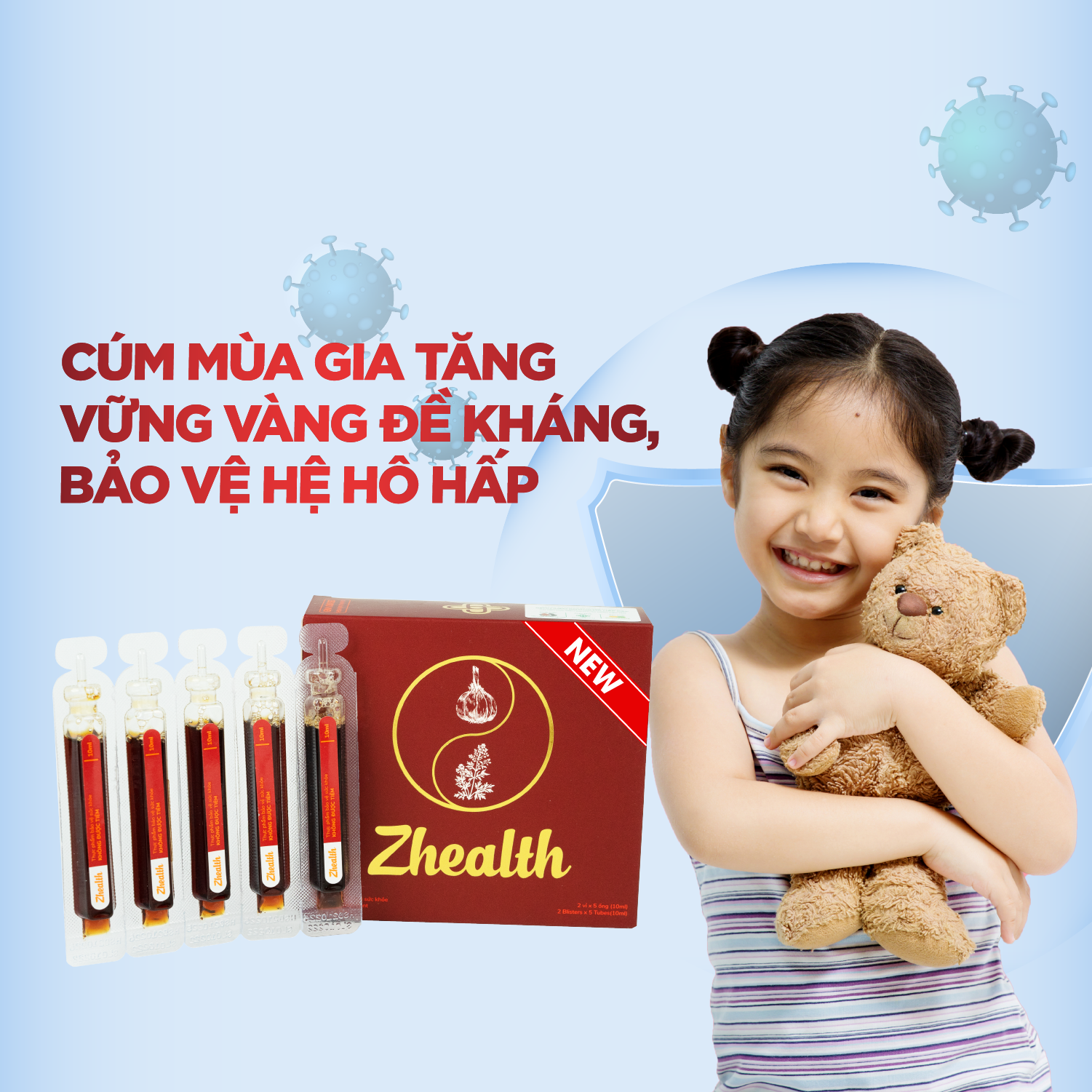 Siro Zhealth - Hỗ trợ tăng cường sức đề kháng, Hệ miễn dịch, Bổ phế, Giảm ho tức thì, Cải thiện sức khỏe đường hô hấp cho trẻ nhỏ, người già(10ml)