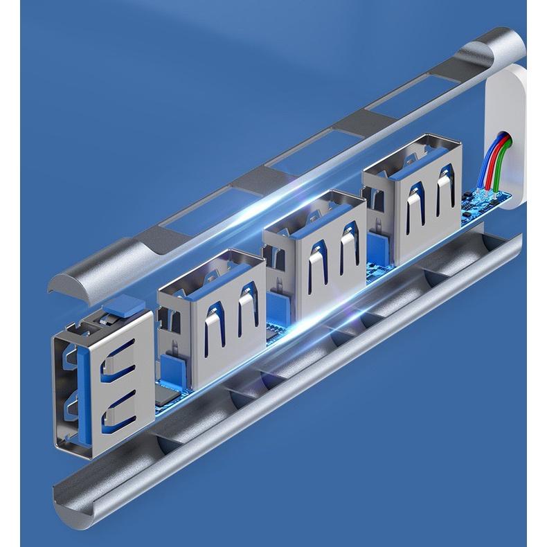 Bộ chia cổng Hub USB và Hub Type C màu xám