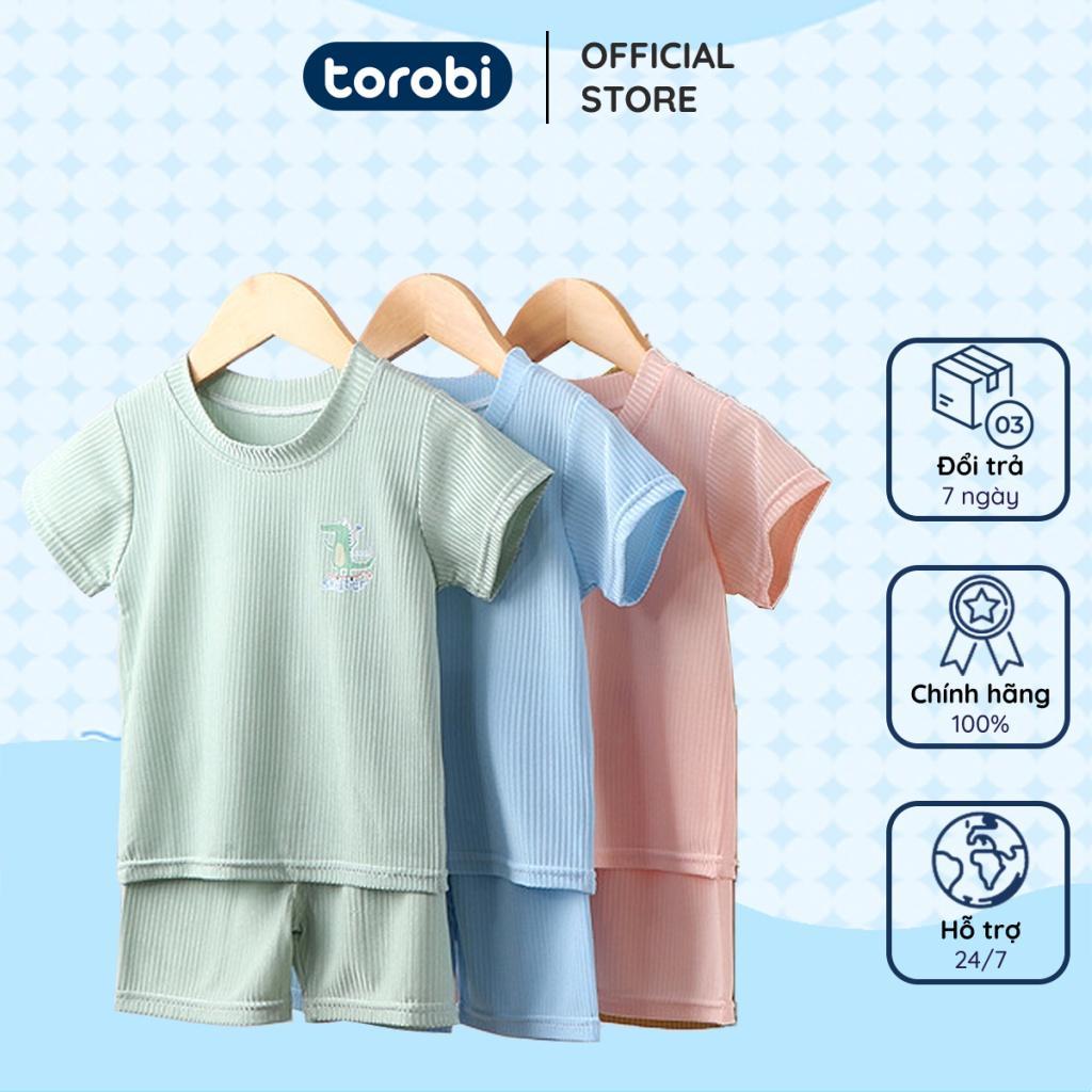Bộ Quần Áo Cộc Tay Cho Bé Vải Lụa Thoáng khí, Co Giãn, Mềm mại | 10-36 Tháng | Torobi | SS22