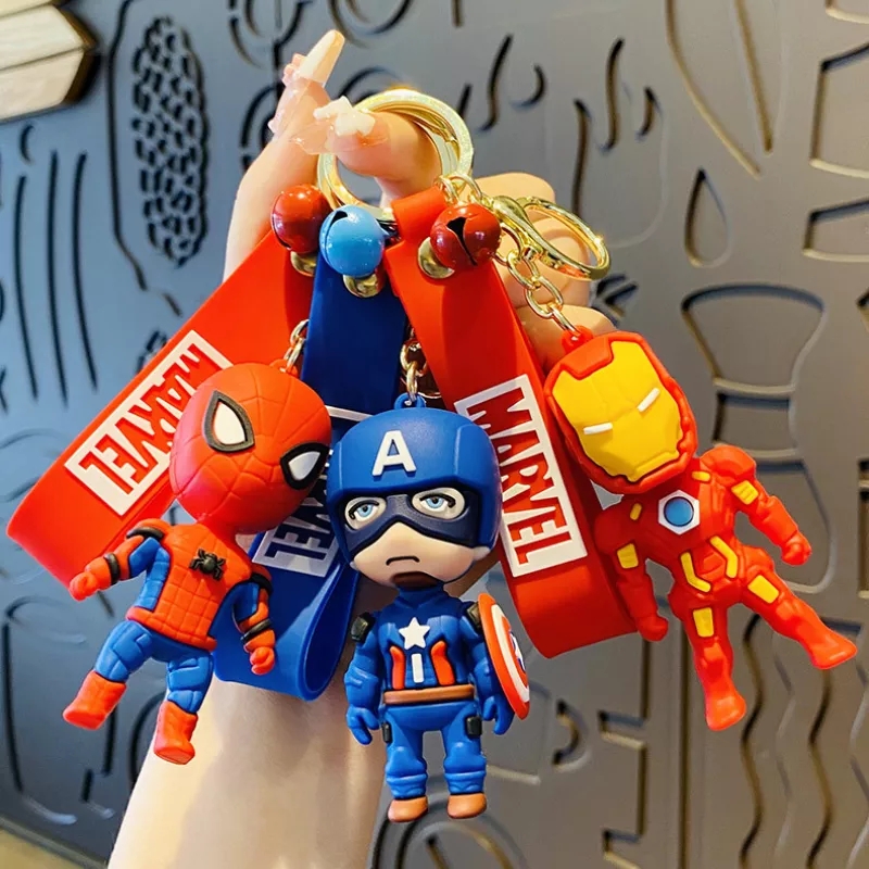 Móc khóa biệt đội siêu anh hùng Avengers, Đội trưởng mỹ, người Nhện, Người Sắt, Hulk, Thor treo túi, điện thoại, balo