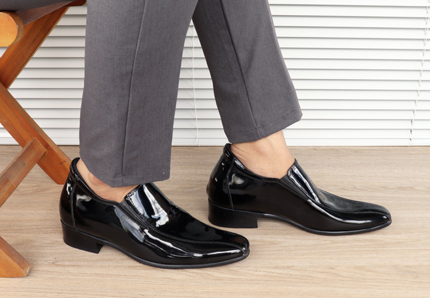GIÀY TĂNG CHIỀU CAO - GIÀY NÂNG CAO DÀNH CHO NAM GIỚI S969 ĐEN BÓNG  - CAO 8CM GIÀY ĐỘN NAM CAO VƯỢT TRỘI