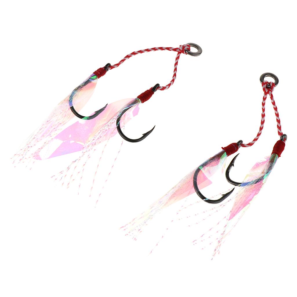 2Pcs Fishing Assist Hooks Carbon Steel Jigging Assist Fishing Hooks 10