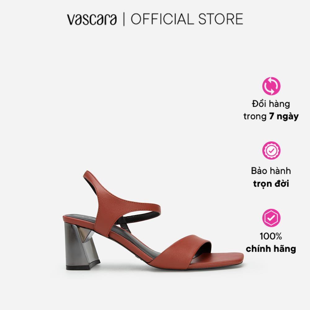 Vascara Giày Sandal Mũi Vuông Gót Trụ Metallic - SDN 0712