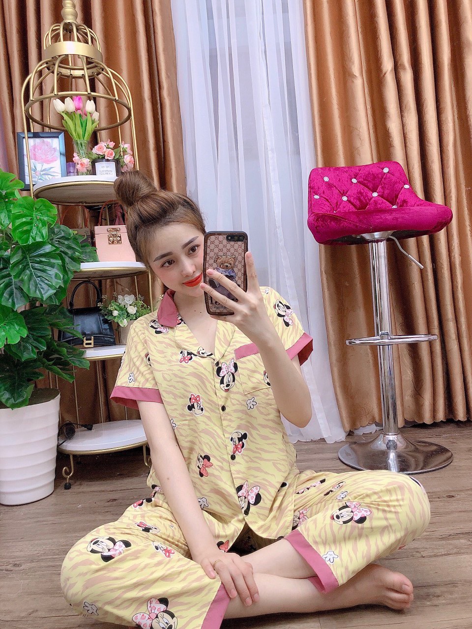 Đồ bộ nữ pijama mặc nhà tiểu thư big size dưới 57kg tay ngắn quần dài vải lụa hàn mềm mịn nhiều màu dễ thương