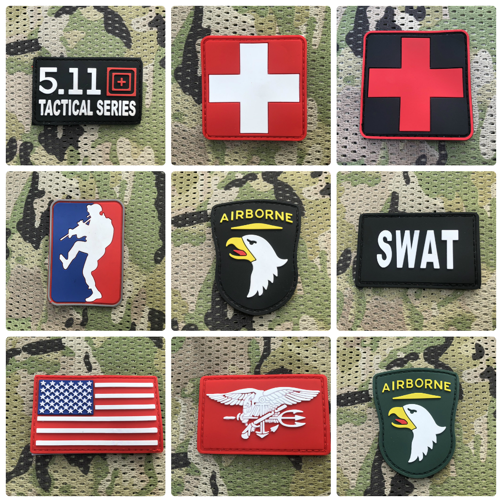 Tem dán patch velcro nhựa PVC dán trang trí ba lô, dán áo khoác lính, mũ lính