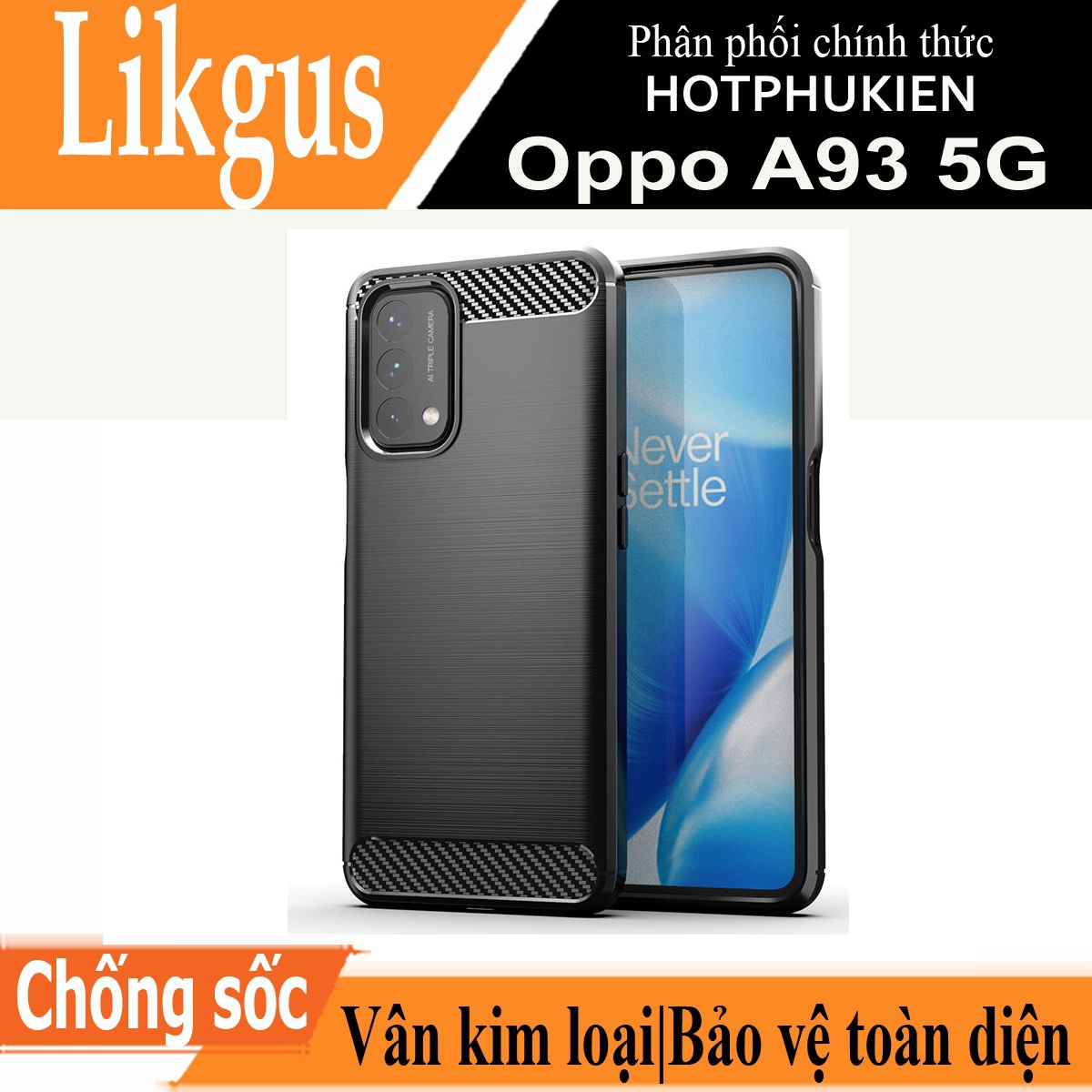 Ốp lưng chống sốc vân kim loại cho Oppo A93 5G hiệu Likgus  - hàng nhập khẩu