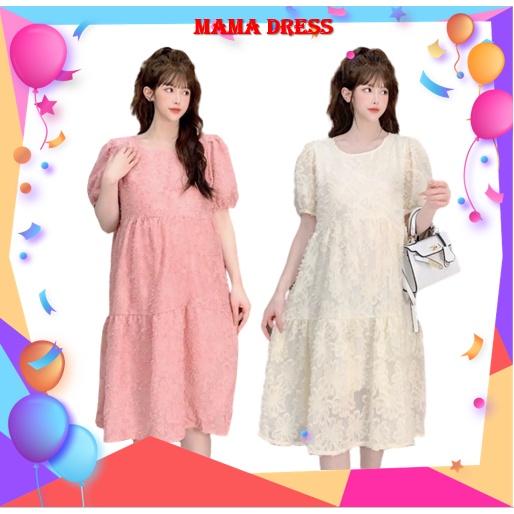 Đầm bầu váy bầu thời trang MAMADRESS chất ren mềm 2 lớp thiết kế FREESIZE 45-70kg mặc đi làm đi tiệc sang trọng V71