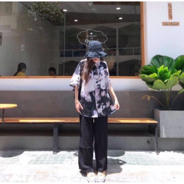 Áo sơmi loang Trắng Đen ND24
