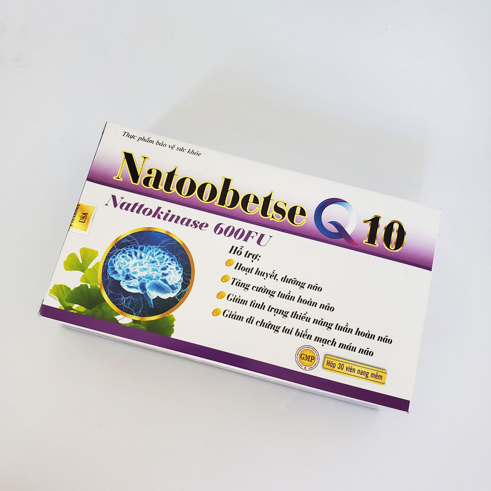 Hoạt huyết dưỡng não Natoobetse Q10 giúp tăng cường tuần hoàn não, giảm tình trạng thiếu máu tuần hoàn não - Hộp 30 viên