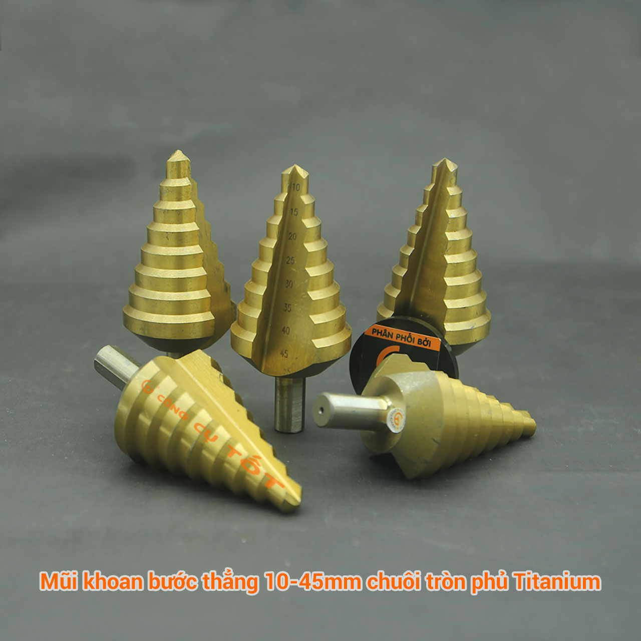 Mũi khoan bước thằng 10-45mm chuôi tròn