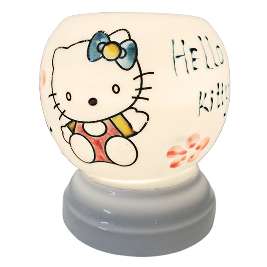 Đèn Xông Tinh Dầu Gốm Bát Tràng Hello Kitty - Tặng 01 Lọ Tinh Dầu Sả Chanh (10ml) - Hàng Chính Hãng