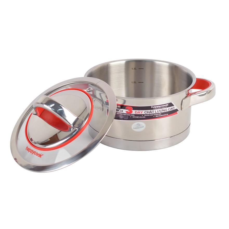 Nồi inox cao cấp 3 đáy nắp kiếng Happy Cook Aries 16cm HC-16AR