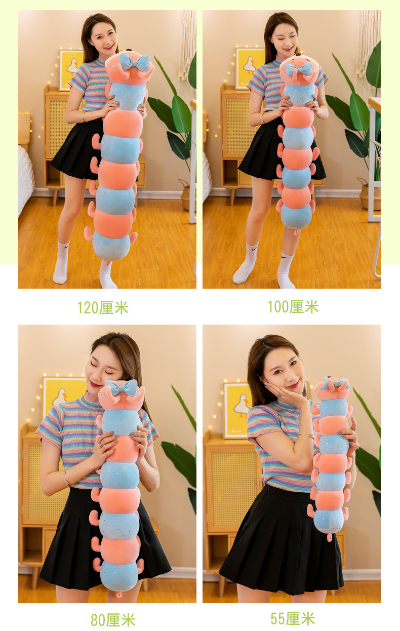 Gấu Bông Con Sâu Đeo Nơ Siêu Mềm Siêu Xinh Vải Miniso Siêu Mềm Mịn Cao Cấp - Gối Ôm Con Sâu Đeo Nơ Dễ Thương Cho Bé