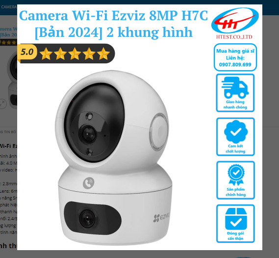 Camera Wi-Fi Ezviz 8MP H7C Dual 2K+ với 2 mắt 2 khung hình liền mạch [Bản 2024 - Chính hãng - Full Vat] hàng chính hãng