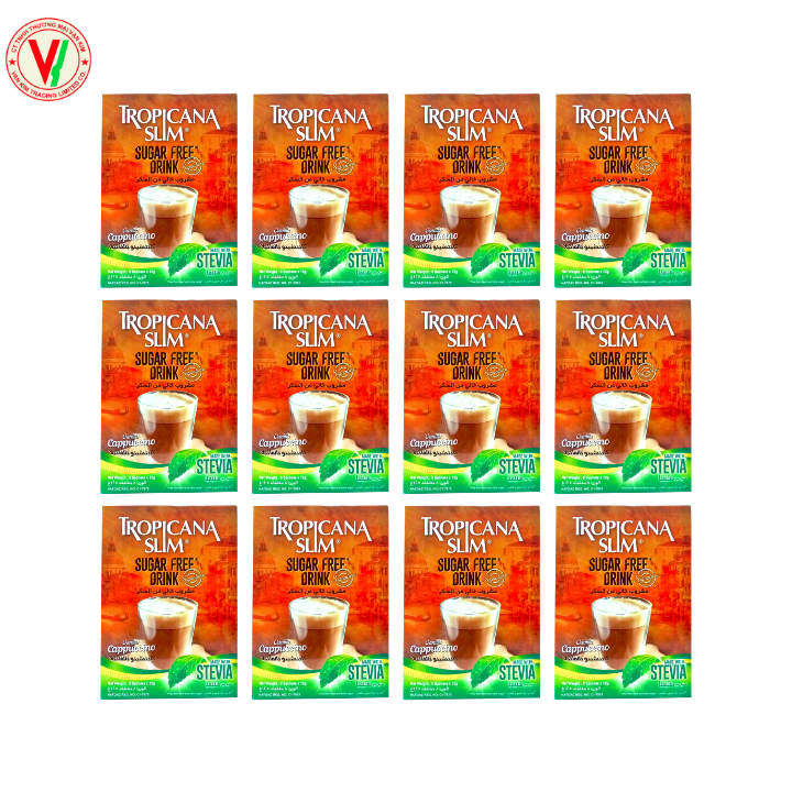 Combo 12 Hộp Cà Phê Ăn Kiêng Tropicana Slim Sugar Free Vanilla Cappucino (8 x 12g)