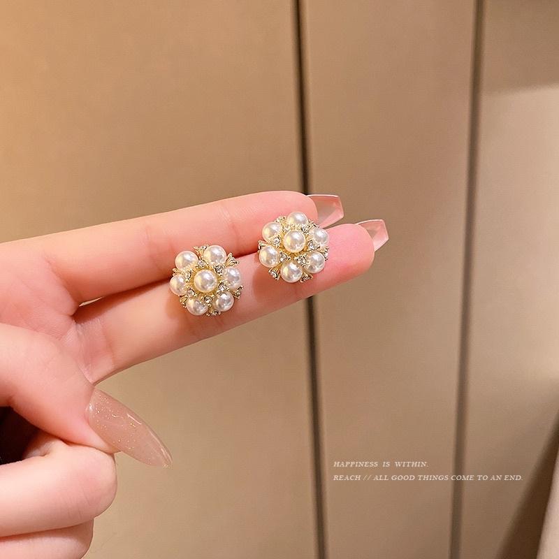 Khuyên tai bông tai nữ dự tiệc tròn hạt trai cân xứng đẹp Ring House
