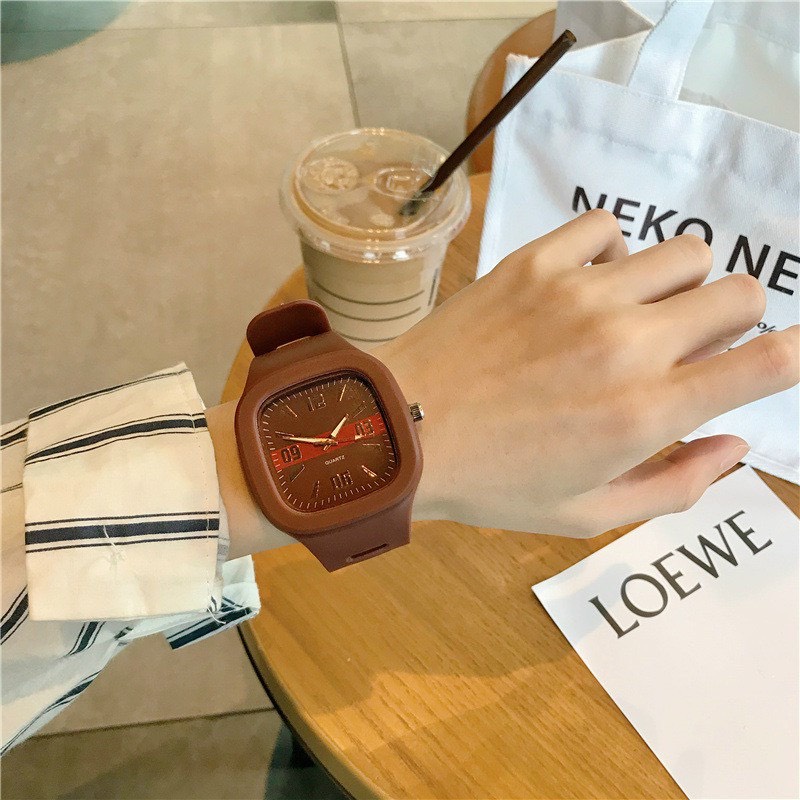 Đồng hô thời trang nam nữ mặt vuông Ulzzang DSDH97 chống nước sinh hoạt nhẹ dây nhựa dành cho học sinh cấp 2 sinh viên - Đồng hồ cặp đôi nam nữ chống nước giá rẻ