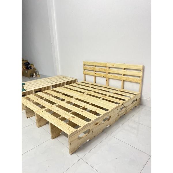 GIƯỜNG PALLET CHÂN CAO 30cm CÓ ĐẦU GIƯỜNG ĐỦ SIZE