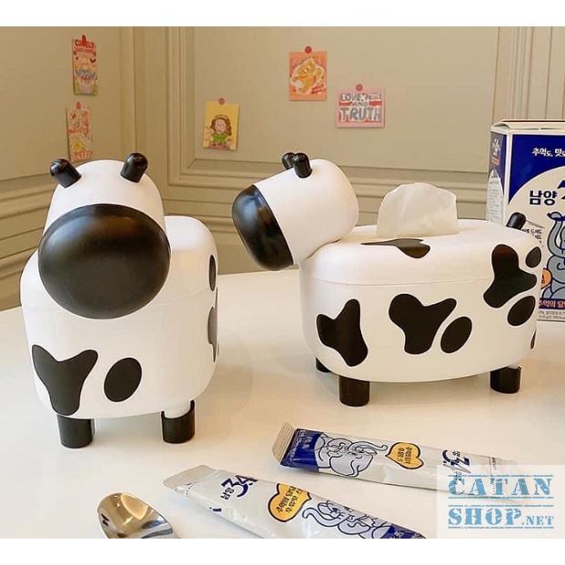 Hộp Đựng Khăn Giấy Hình Bò Sữa Đáng Yêu Kiêm Để Tăm Tiện Lợi 2in1 GD538-BoSua2in1