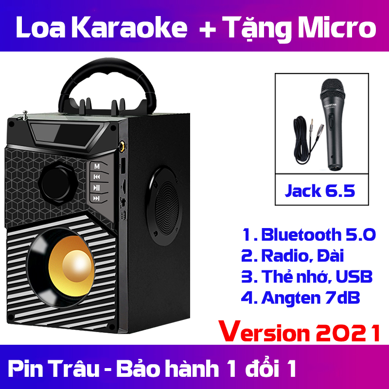 Loa hát Karaoke, Loa công suất lớn A300 (Mẫu mới KAW k500) Loa Karaoke Bluetooth, loa xách tay tặng kèm mic hát karaoke -Hàng chính hãng