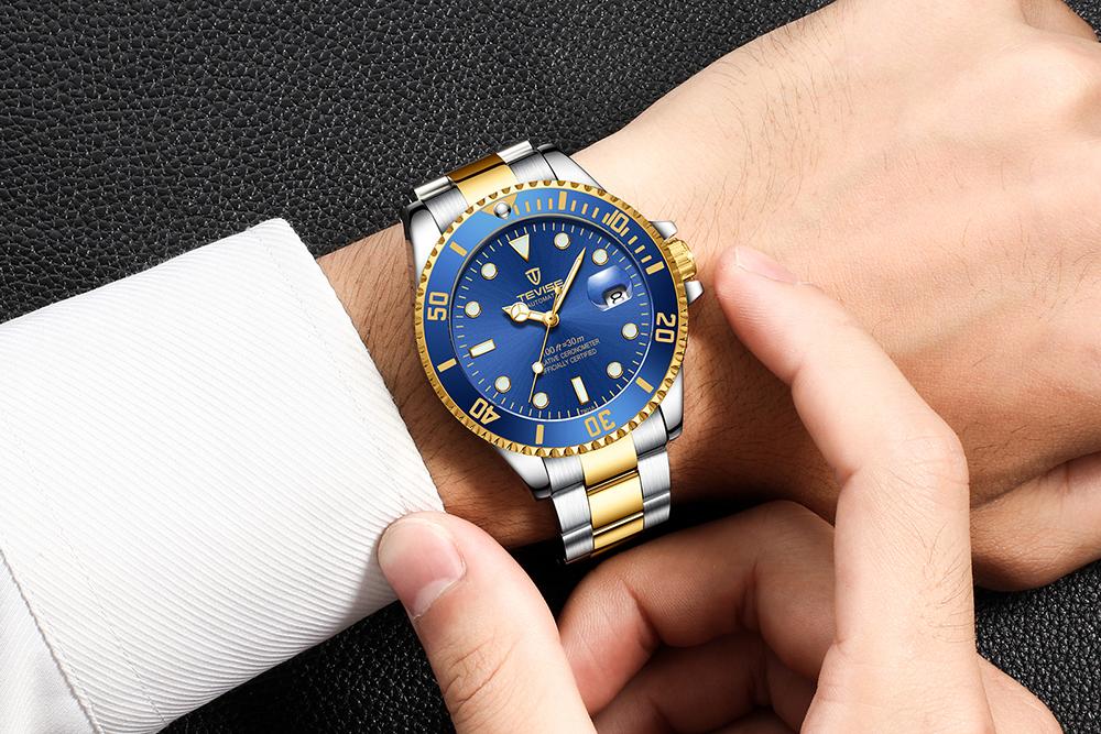 Đồng hồ cơ tự động cao cấp dành cho nam thép không gỉ dành cho doanh nhân TEVISE T801