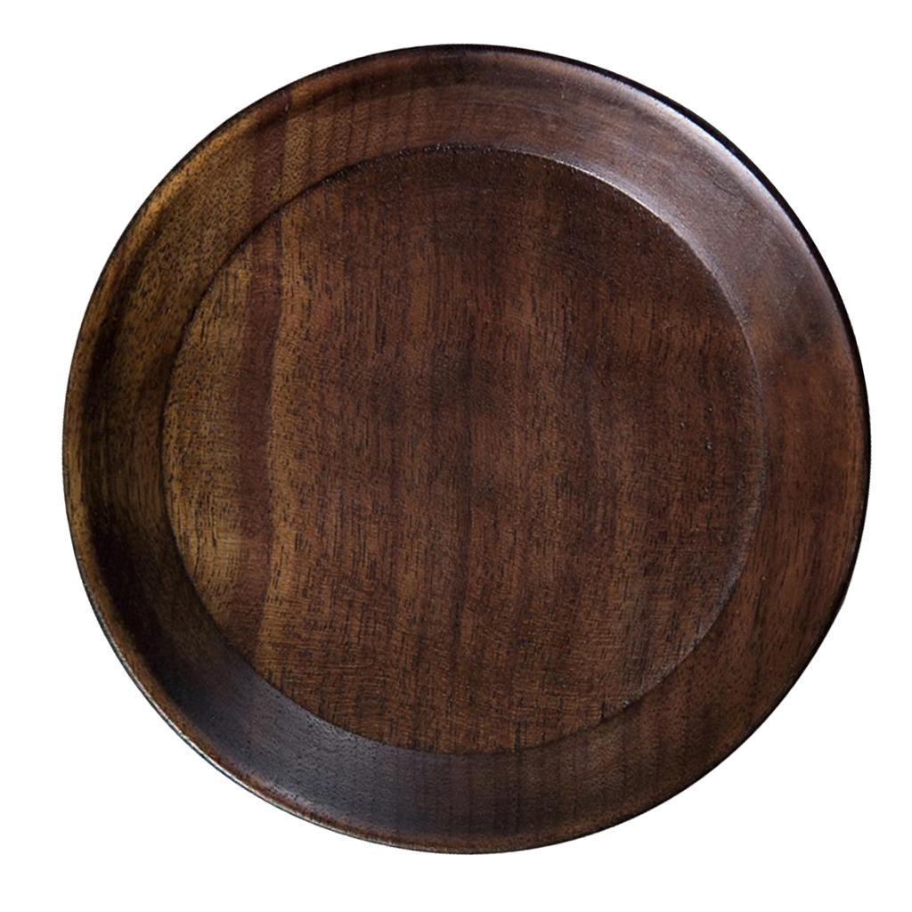 Round Wooden Serving Tray Dish Plate Fruit Snacks Cake Storage Trays 3 inch