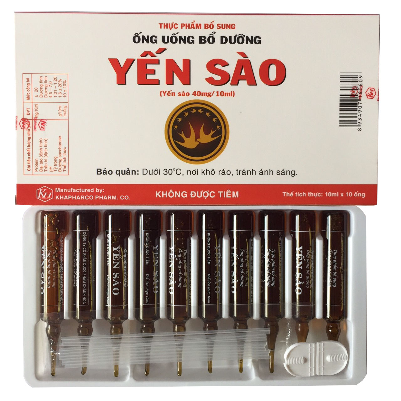 Combo 10 hộp Ống yến sào Khánh Hòa (100 ống x 10ml)