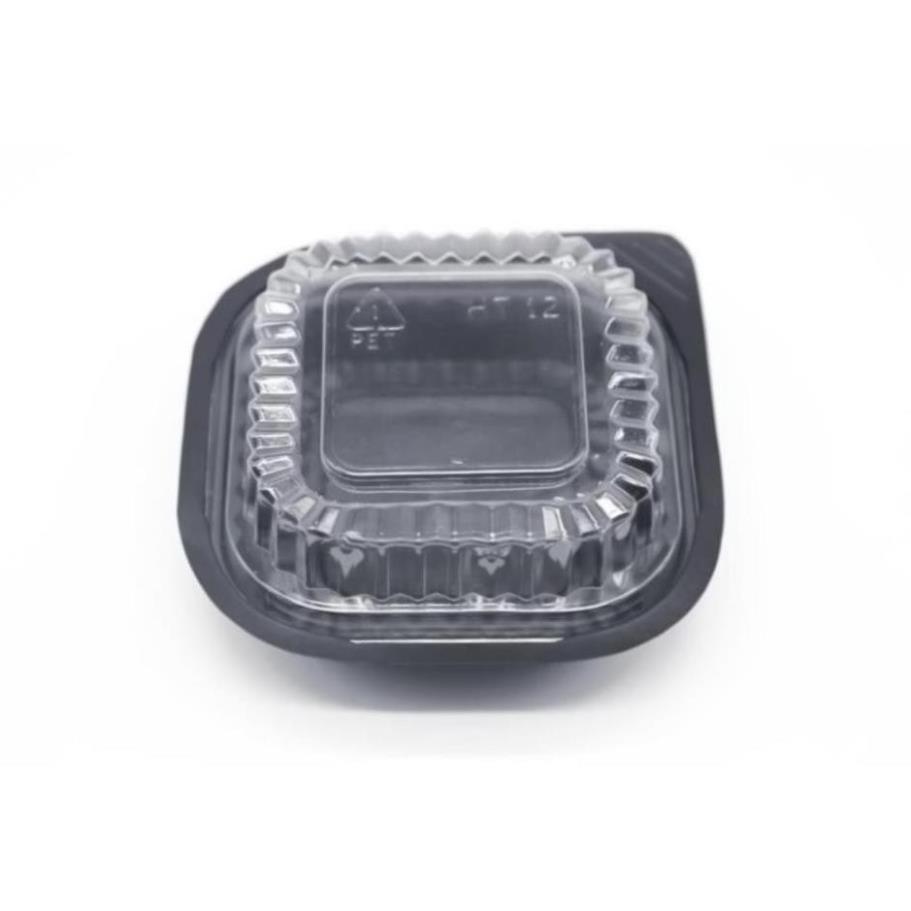 100 bịch hộp nhựa vuông đế đen có nắp đựng đồ ăn tiện dụng kt: 12x12x6cm