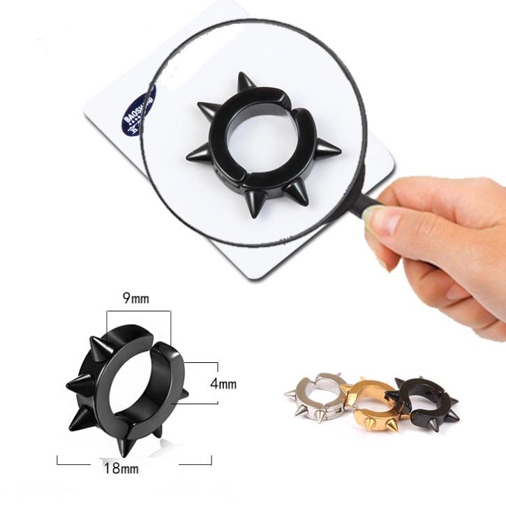 Khuyên Tai Titan Kẹp/Sỏ Lỗ Unisex Gai Nhọn, Khuyên Tai Nam Cool Ngầu, Bông Tai Nữ Cá Tính Ngầu Rẻ Kiểu Gai Nhọn Cực Chất