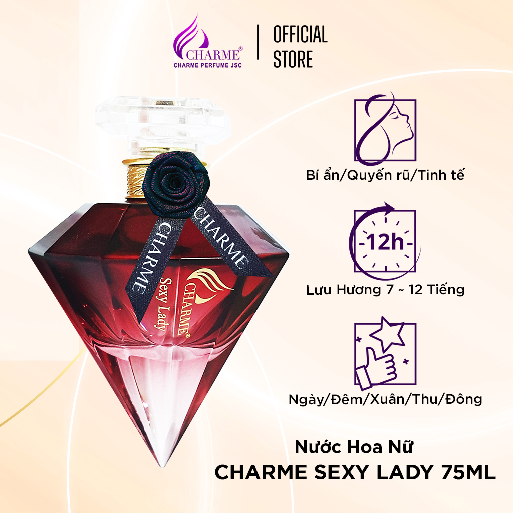 Nước hoa nữ sang trọng, Charme Sexy Lady, hương nước hoa chính hãng, nốt hương trái cây bí ẩn và cuốn hút, 75ml
