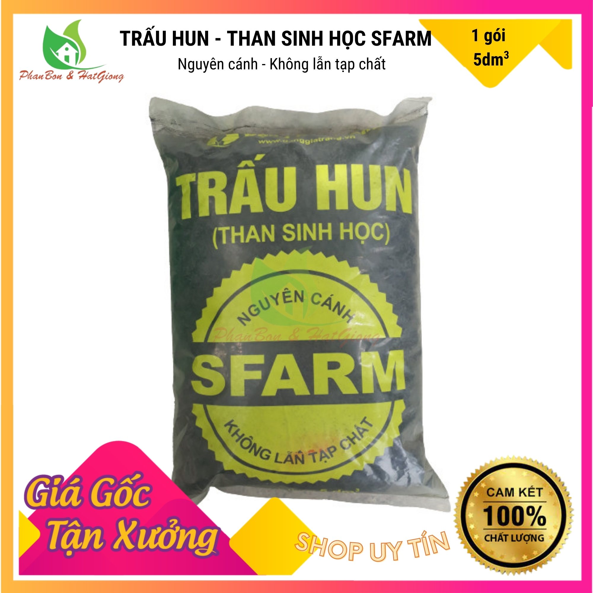 Trấu Hun Nguyên Cánh Làm Giá Thể Sạch Cho Cây Trồng Sfarm - Shop Phân Bón và Hạt Giống