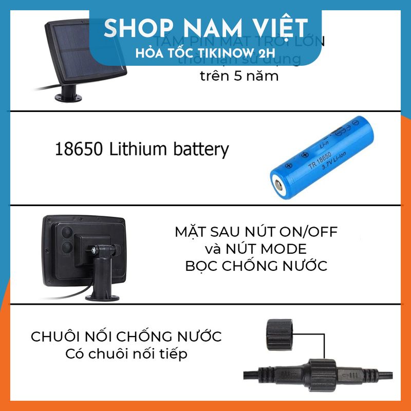 Dây Đèn LED Edison S14 Năng Lượng Mặt Trời Chống Nước Trang Trí Ngoài Trời - Chính Hãng NAVIVU