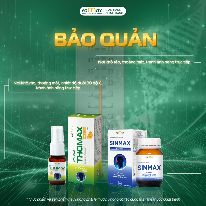 [FAMAX] Combo xịt họng Thomax Nature và viên uống Sinmax 30 viên cải thiện nghẹt mũi - sổ mũi, giảm đau họng - ngừa cảm cúm