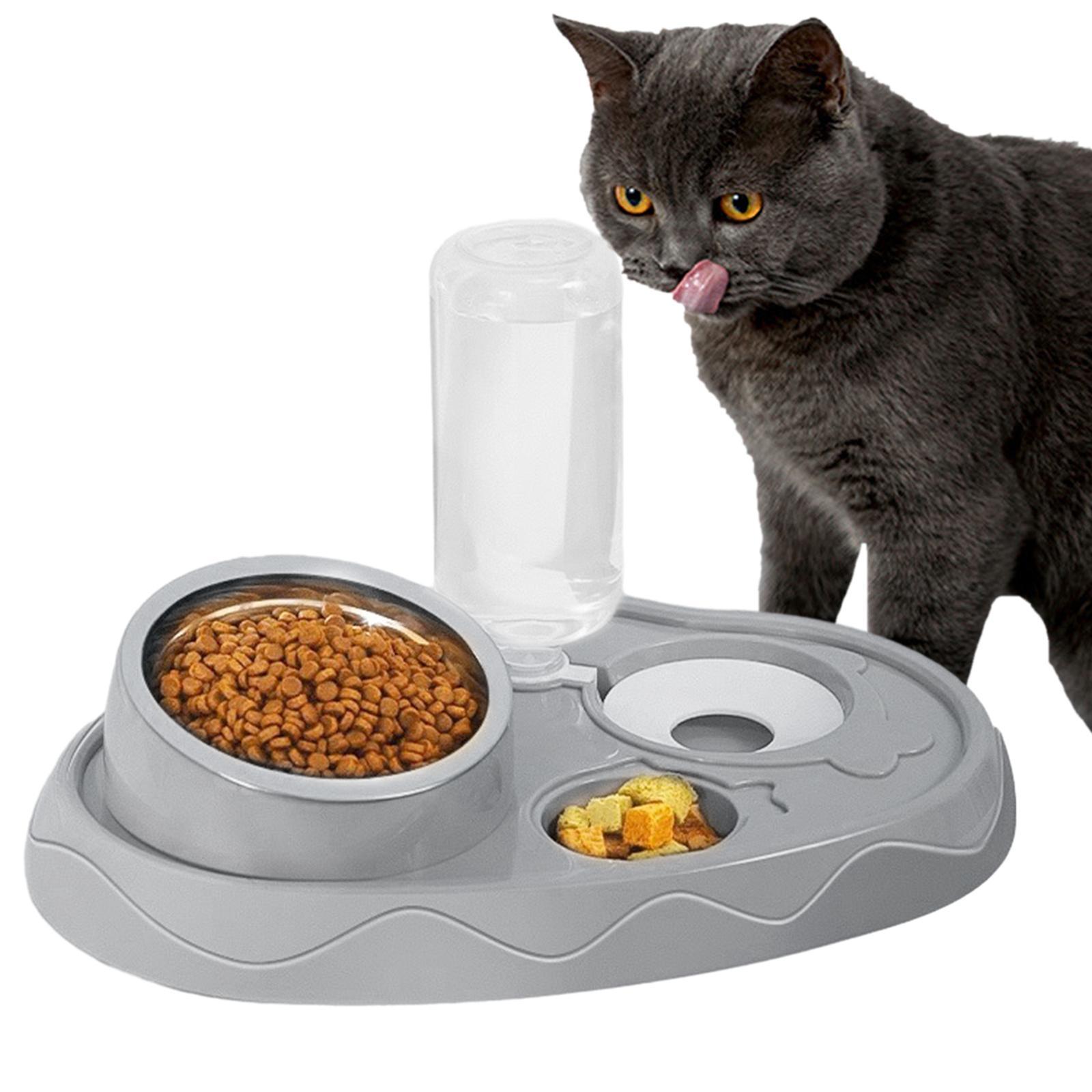 3 in 1 Cat Bowl Set Pet Feeder Durable with Automatic Water Dispenser Pet Feeding Bowls Dishes for Pets Accessories Feeding