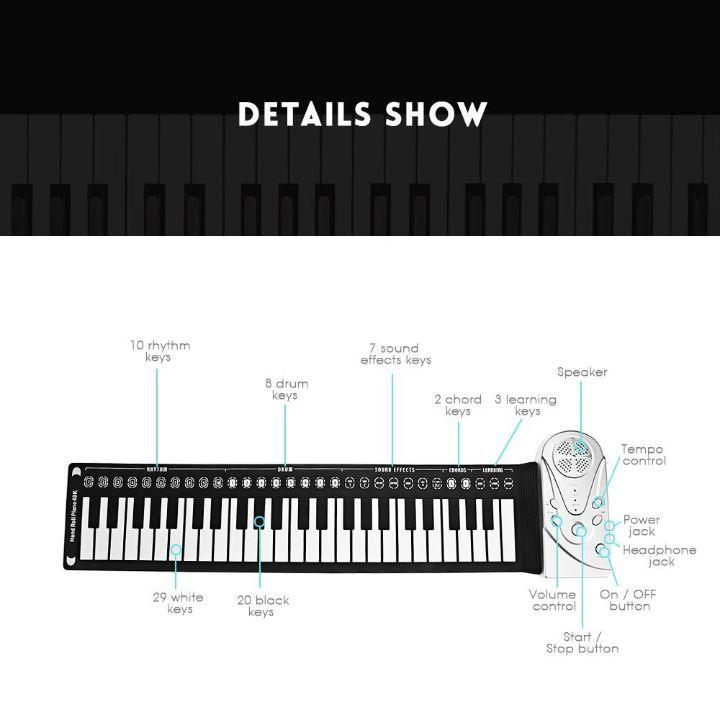 Đàn Piano Điện Tử Silicon Cuộn Dẻo 49 Phím Chống Thấm Nước