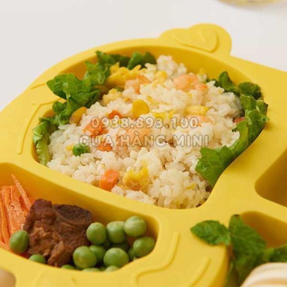 Bộ Khay Ăn Dặm Hình Con Vịt Vàng Cho Bé Đủ Phụ Kiện Khay, Muỗng, Nĩa, Ly, Chén