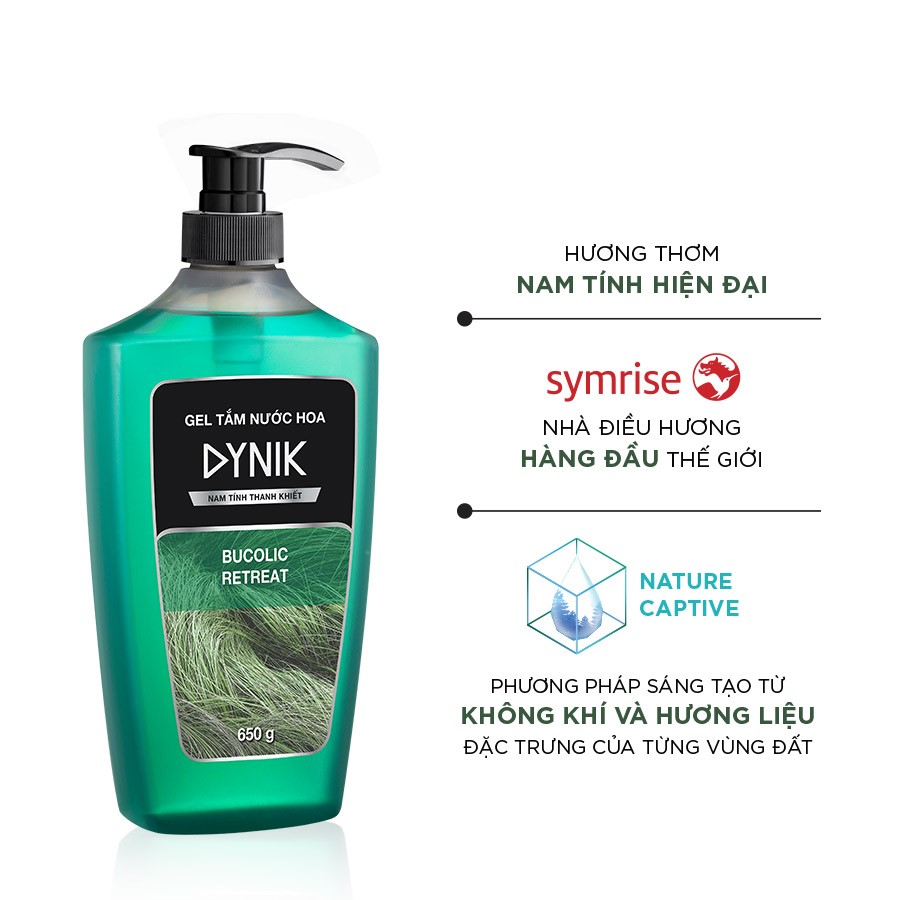 Gel tắm hương nước hoa nam Dynik Bucolic Retreat hương cỏ thanh khiết 650g