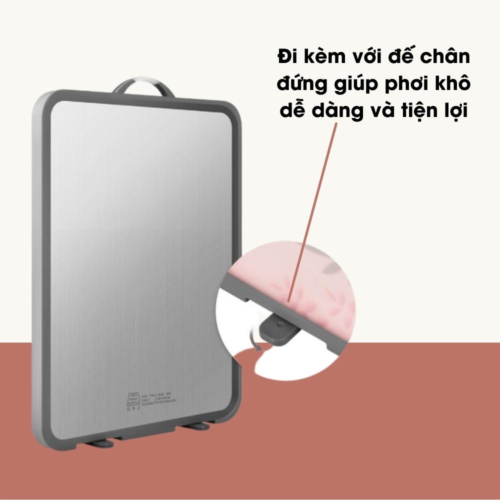 Thớt Inox 304 Kháng Khuẩn Chống Ẩm Mốc 2 Mặt Cao Cấp + Tặng dao nhỏ