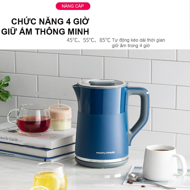 Ấm đun nước siêu tốc điều chỉnh nhiệt độ Morphy Richards MR6070 dung tích 1.5 lít có thể chọn 4 mức nhiệt độ - HÀNG NHẬP KHẨU