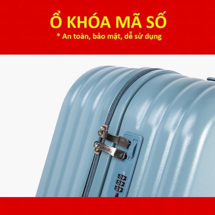 Vali kéo du lịch thời trang Hàn Quốc AS102 nhựa dẻo ABS, Chống va đập, khóa số an toàn